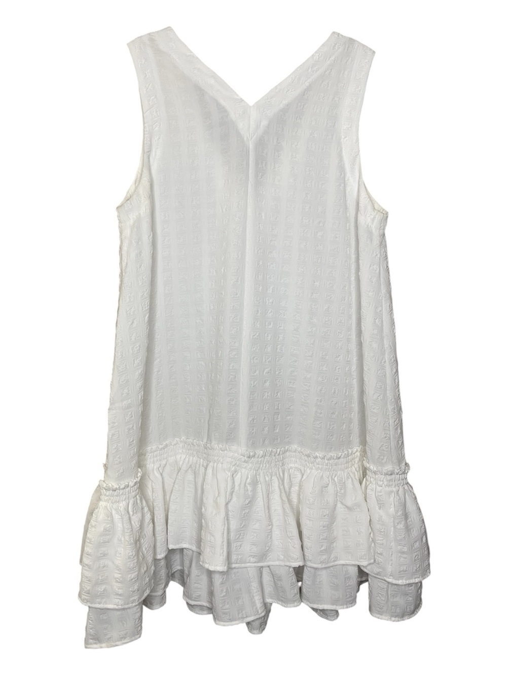 Calvin Klein women's white sleeveless V-neck ruffled A-line mini dress Sz 10 - Picture 3 of 5